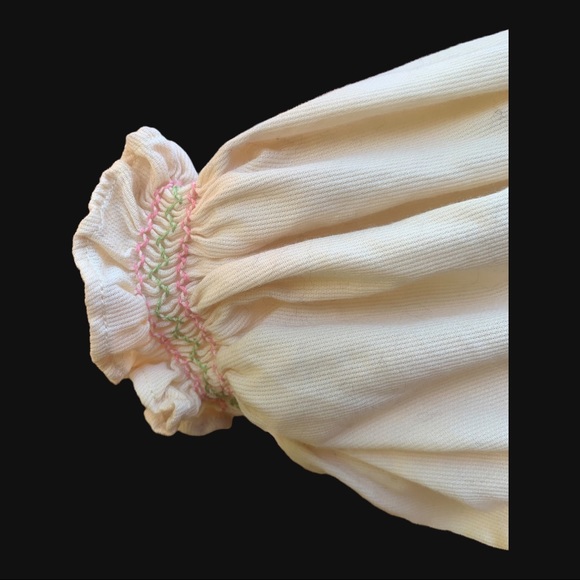 CAROUSEL WEAR  Classic Smocked Yellow Dress with Pink Rose Details - Size 7 - Picture 4 of 6